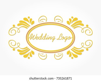 orange yellow wedding logo vector