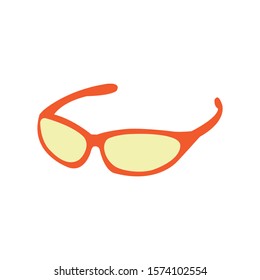 Orange and yellow well drawn biking glasses on white