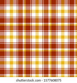 Orange, yellow and white tartan plaid. Stylish textile pattern. 