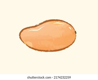 Mango entero amarillo anaranjado en el diseño de ilustraciones planas vectoriales