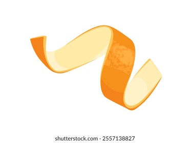 Orange zest isolated on white background. Orange fruit peel twist. Vector cartoon flat illustration.