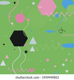 Orange Zigzag Chaos Shadows Modern Simple Hipster Art. Calm Polygon Green Lines Vector Design Pic. Black Pastel Pink Ornamental Fabrics. Triangle Oval Blue Silver Grey Geometrical Art Illustration.