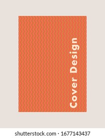 Diseño de la tapa Zig-Zag naranja. Patrón geométrico plano brillante con rayas de onda vertical