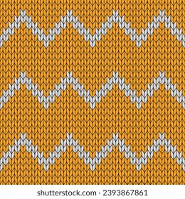 Orange and zigzag design knitted pattern. knitted vector pattern. Seamless gradient pattern for clothing, wrapping paper, backdrop, background, gift card.