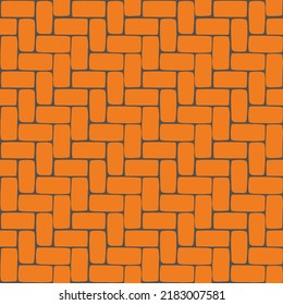Orange Zigzag Herringbone Bricks Illustration Seamless Pattern
