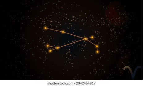 Orange zodiac, vector zodiac with zodiac sign Aries on space background