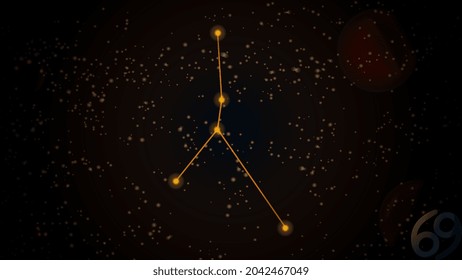 Orange zodiac, vector zodiac with zodiac sign cancer on space background