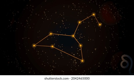 Orange zodiac, vector zodiac with zodiac sign leo on space background