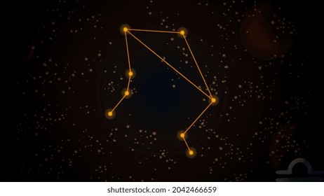 Orange zodiac, vector zodiac with zodiac sign libra on space background