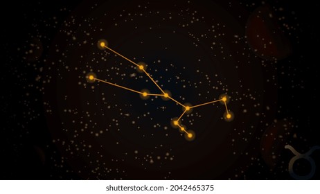 Orange zodiac, vector zodiac with zodiac sign taurus on space background