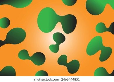 Orange,and green color combination gradient background design.Orange,and green color bubble type gradient background design.