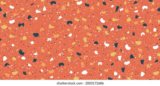 Orange,Beige,yellow and black color Seamless Texture Terrazzo Floor, Abstract Terrazzo vector background.Marble floor for design.Vector illustrator