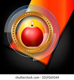 The orange-black square Background and red globe candle
