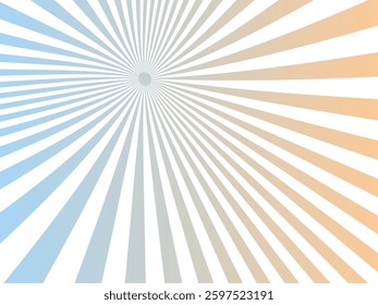 Orange-blue background with lines. Sunburst background. Rays. Radial. Summer banner. Vector illustration.