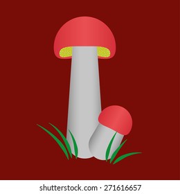 orange-cap boletus vector illustration