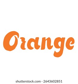 orange-colored hand-lettered word Orange in juicy script for citrus-themed designs, fruit branding, juice packaging, summer graphics, tropical product labels. vector for both print and digital use.