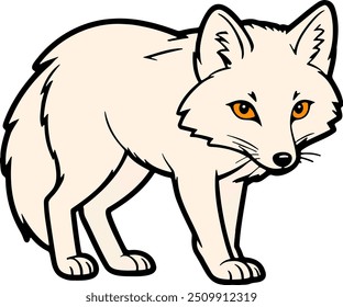 Orange-eyed cartoon fox looking down