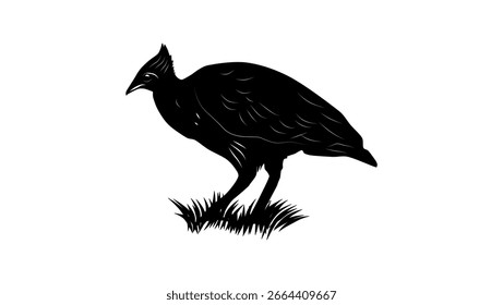 Ave Megapode de pés alaranjados, silhueta isolada preta