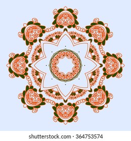 Orange-green mandala. Vector illustration.