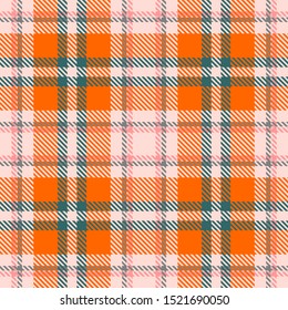 Orange,Green,Beige,Gray and Pink Tartan Plaid Scottish Seamless Pattern. Texture from tartan, plaid, tablecloths, shirts, clothes, dresses, bedding, blankets and other textile.
