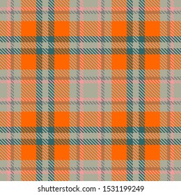 Orange,Green-Blue,Pink and Gray Tartan Plaid Scottish Seamless Pattern. Texture from tartan, plaid, tablecloths, shirts, clothes, dresses, bedding, blankets and other textile.