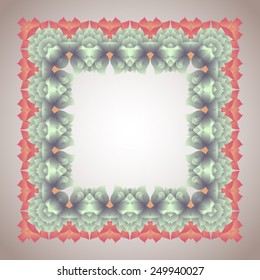 Orange-green-blue-white square ornament-frame.