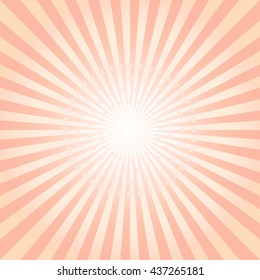 Orange-Pink rays and stars background. Vector