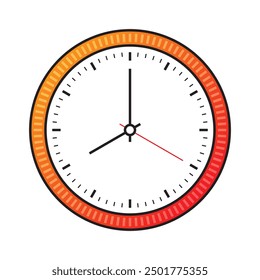 orange-red analog clock face. simple, elegant wall clock concept