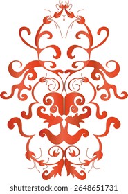 Orange-red curls, reminiscent of ancient paintings of Russia, form a pattern for textiles, postcards, websites.