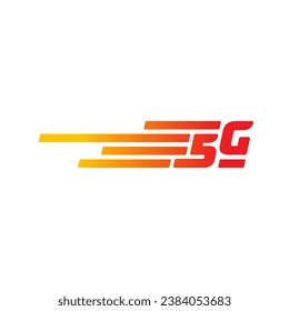 orange-red fast 5G logo. fifth generation mobile internet. 5G logo for mobile, technology, internet world