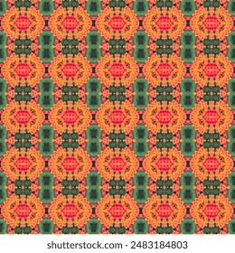 Orange-red flowers are arranged in oval-shaped bouquets. connected together in a line Features a dark green background giving a feeling of freshness and relaxation.