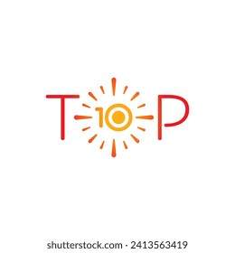orange-red gradient top 10 logo. glowing top 10 concept