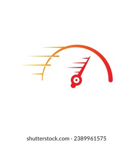 orange-red indicator set. semicircle speedometer