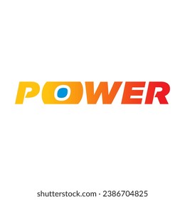 orange-red italic power word. power logo