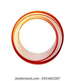 Orange-red lines of a circular wave on a white background