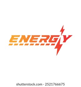 orange-red power logo. power word and lightning symbols