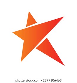 orange-red star and arrow sign. starry arrow sign concept. star concept for success, innovation, business