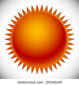 Orange-red sun shape isolated on white. Editable vector clip-art