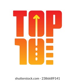 orange-red top 10 logo. top 10 concept. arrow sign and top 10