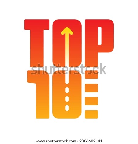 orange-red top 10 logo. top 10 concept. arrow sign and top 10