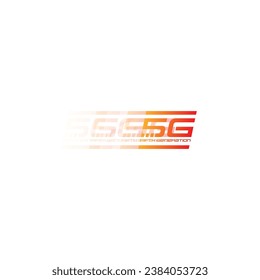 orange-red very fast 5G logo. fifth generation mobile internet. 5G concept for internet, mobile, technology world