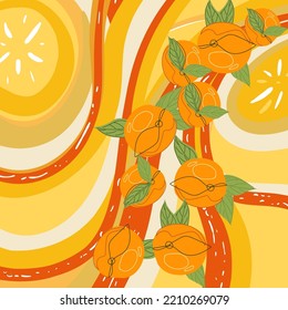 Oranges background. Dynamic style banner design from fruit concept.