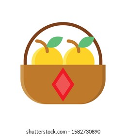 oranges in basket related to china new year vector in flat design
