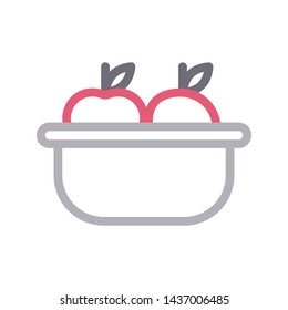 oranges bowl color line vector icon