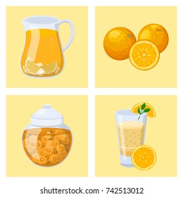 Oranges cards orange products illustration natural citrus fruit vector juicy tropical dessert beauty organic juice healthy food.