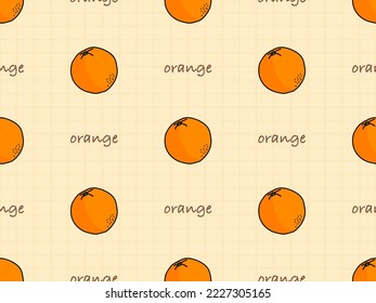 Oranges cartoon character seamless pattern on orange background