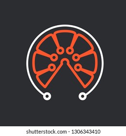 oranges and circuit boards, modern creative abstract designs for industry and business, vector logo templates, web logo, media technology logo, software logo