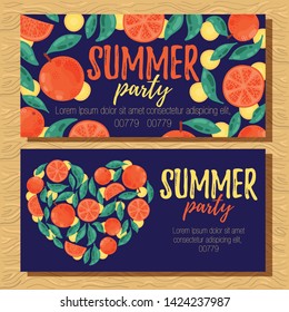 Oranges citrus fruits colorful summer banners template vector design