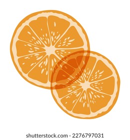 Oranges. Colorful cute screen printing effect. Riso print effect. Vector illustration. Graphic element  for fabric, textile, clothing, wrapping paper, wallpaper, poster. 