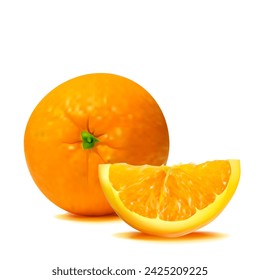 Oranges. Fresh, nutritious, tasty Orange. A delicious and healthy dessert. Elements for label design. Fruit ingredients in mesh technique. Vector illustration.